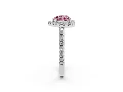 Fancy Pink Heart Cut Diamond Pavé Halo Ring Set in Platinum with Prong Setting