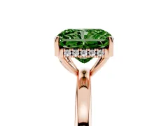 Fancy Green Radiant Cut Diamond Solitaire Ring Set in Rose gold with Plain Band and Prong Setting