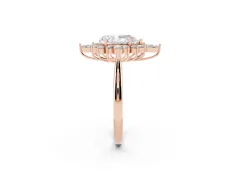 Pear Cut Diamond Cluster Halo Ring Set in Rose gold with Marquise and Round Accents