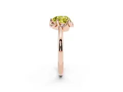 Fancy Yellow Heart Cut Diamond Round Cluster Halo Ring Set in Rose gold with Solitaire Band and Prong Setting