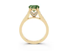 Fancy Green Heart Cut Diamond Solitaire Pavé Engagement Ring Set in Yellow gold with Prong Setting