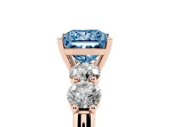Fancy Blue Princess Cut Diamond Five-Stone Prong Set Ring Set in Rose gold with Classic Band