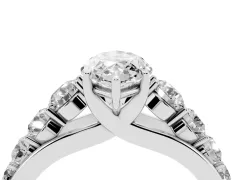 Marquise Cut Diamond Solitaire Ring Set in White gold with Pavé-Set Band and Prong Setting