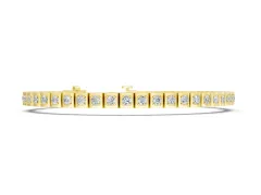 Round Diamond Tennis Bracelet Set in Yellow gold with Square Channel Settings