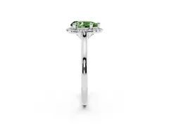 Fancy Green Pear Cut Diamond Halo Engagement Ring Set in Platinum with Pavé Band and Rising Shoulders