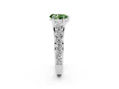 Fancy Green Pear Cut Diamond Pavé Engagement Ring Set in Platinum with Prong Setting