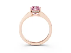 Fancy Pink Cushion Cut Diamond Pavé Band Prong Set Solitaire Ring Set in Rose gold