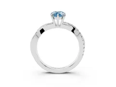 Fancy Blue Pear Cut Diamond Twisted Pavé Band Ring Set in White gold with Prong Setting