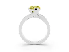 Fancy Yellow Heart Cut Diamond Solitaire Ring Set in Silver with Channel Set Split Shank and Tension Prongs