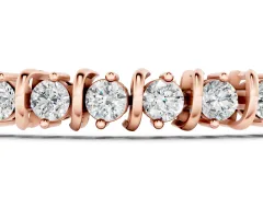 Round Diamond Spiral Tennis Bracelet Set in Rose gold with Prong Setting