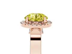 Fancy Yellow Round Cut Diamond Halo Ring Set in Rose gold with Pavé-Lined Split Shank Band