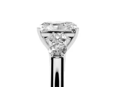 Radiant Cut Diamond Five-Stone Prong Set Band Ring Set in Platinum with Polished Band
