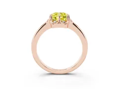 Fancy Yellow Cushion Cut Diamond Round Cluster Halo Ring Set in Rose gold with Solitaire Band and Prong Setting