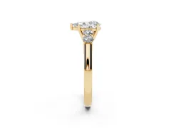 Pear Cut Diamond Five-Stone Prong Set Band Ring Set in Yellow gold with Polished Band