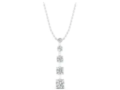 Vertical Bar Pendant Set in White gold with Prong-Set Round Diamonds