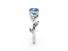 Fancy Blue Princess Cut Diamond Solitaire Ring Set in Platinum with Twisted Marquise Accent Band