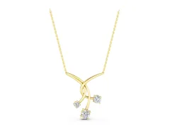 Round Diamond Intertwined Pendant Set in Yellow gold with Three Prong-Set Stones