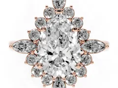 Pear Cut Diamond Cluster Halo Ring Set in Rose gold with Marquise and Round Accents