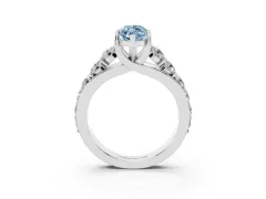 Fancy Blue Marquise Cut Diamond Pavé Engagement Ring Set in Silver with Prong Setting