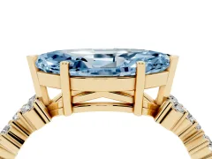 Fancy Blue Marquise Cut Diamond Ring Set in Yellow gold with Scattered Round Accents