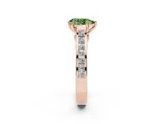 Fancy Green Pear Cut Diamond Channel Set Solitaire Engagement Ring Set in Rose gold with Prong Setting
