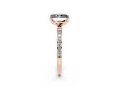 Fancy Black Radiant Cut Diamond Solitaire Engagement Ring Set in Rose gold with Round Pavé Band and Prong Setting