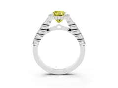 Fancy Yellow Radiant Cut Diamond Halo Ring Set in Silver with Pavé Milgrain Band