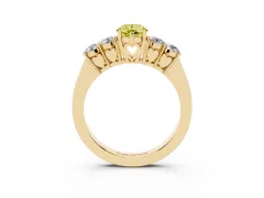Fancy Yellow Pear Cut Diamond Five-Stone Prong Set Band Ring Set in Yellow gold with Polished Band