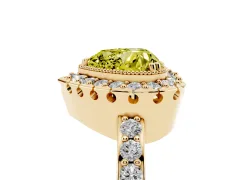 Fancy Yellow Heart Cut Diamond Halo Ring Set in Yellow gold with Pavé Shank and Prong Setting