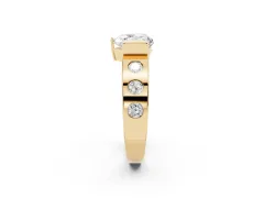 Heart Cut Diamond Channel-Set Band Ring Set in Yellow gold with Bezel Prong Setting