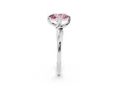 Fancy Pink Oval Cut Diamond Solitaire Engagement Ring Set in Platinum with Classic Plain Band