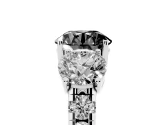 Fancy Black Round Cut Diamond Three-Stone Ring Set in Silver with Pavé Band