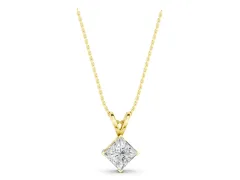 Princess Cut Pendant Set in Yellow gold with Bezel Setting