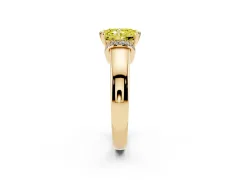 Fancy Yellow Radiant Cut Diamond Pavé Band Solitaire Ring Set in Yellow gold with Prong Setting