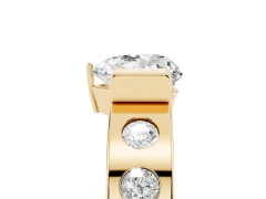 Heart Cut Diamond Channel-Set Band Ring Set in Yellow gold with Bezel Prong Setting
