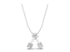 Three-Stone Round Diamond Triangle Pendant Set in Silver with Prong Setting