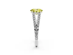 Fancy Yellow Oval Cut Diamond Split Shank Pavé Engagement Ring Set in Silver with Prong-Held Center Stone