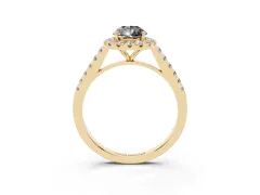 Fancy Black Pear Cut Diamond Halo Pavé Engagement Ring Set in Yellow gold with Prong Setting