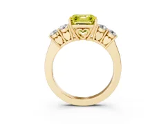 Fancy Yellow Asscher Cut Diamond Five-Stone Prong Set Band Ring Set in Yellow gold with Polished Band