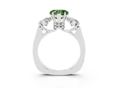 Fancy Green Heart Cut Diamond Three-Stone Trellis Ring Set in Silver with Comfort Fit Band