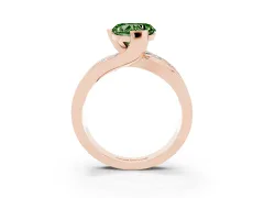 Fancy Green Heart Cut Diamond Solitaire Ring Set in Rose gold with Channel Set Split Shank and Tension Prongs