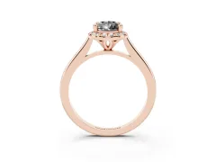 Fancy Black Pear Cut Diamond Halo Engagement Ring Set in Rose gold with Pavé Band and Rising Shoulders