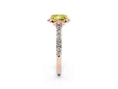 Fancy Yellow Princess Cut Diamond Solitaire Ring Set in Rose gold with Pavé Band and Floral Prong Setting