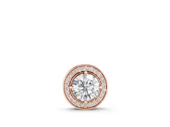 Round Diamond Halo Pendant Set in Rose gold with Four-Prong Center