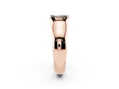 Fancy Black Radiant Cut Diamond Bezel Solitaire Ring Set in Rose gold with Wide Band