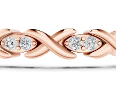 Round Cut Diamond X-Link Tennis Bracelet Set in Rose gold with Prong Setting