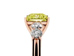 Fancy Yellow Princess Cut Diamond Five-Stone Prong Set Band Ring Set in Rose gold with Polished Band