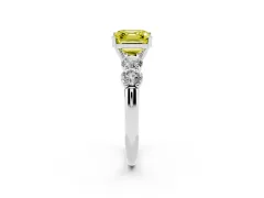 Fancy Yellow Asscher Cut Diamond Five-Stone Prong Set Ring Set in Silver with Classic Band