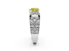 Fancy Yellow Heart Cut Diamond Milgrain Halo Pavé Engagement Ring Set in Platinum with Prong Setting
