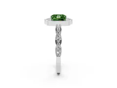 Fancy Green Princess Cut Diamond Halo Engagement Ring Set in Silver with Milgrain Band and Prong Setting